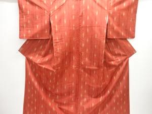 絣縞模様織り出し手織り紬着物